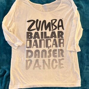 Zumba Fitness White Long Sleeve Graphic Tee